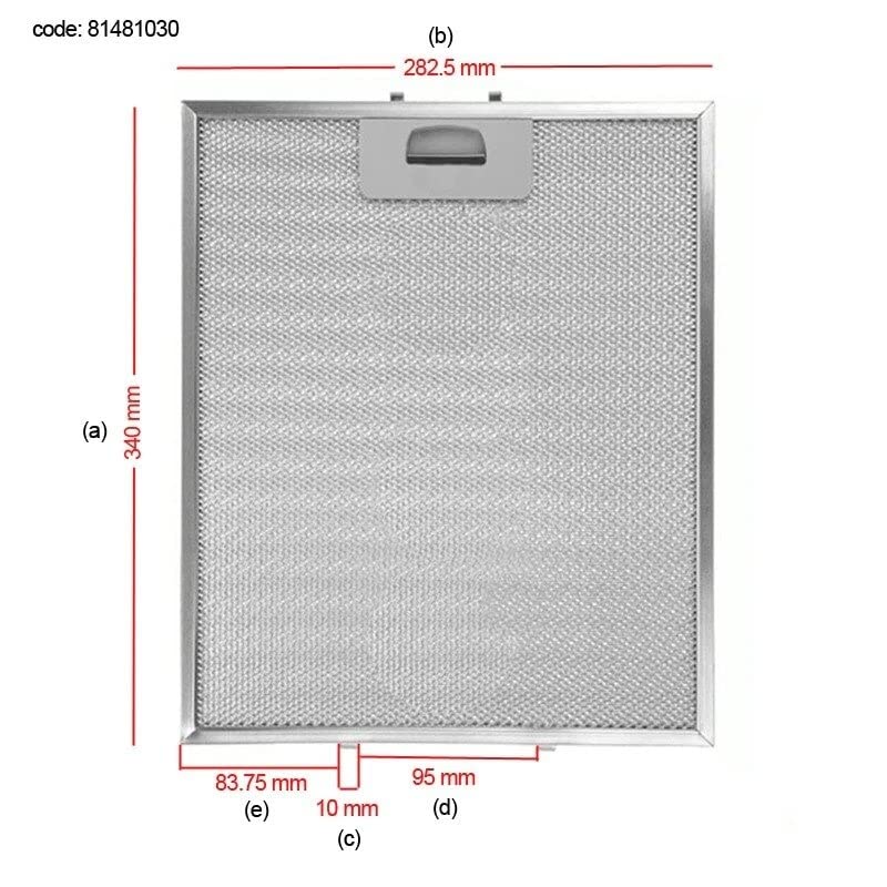 5.99 $ | 81481030 Teka Filtro Campana Extractora 340x282 mm Filtro Grasa Campana Extractora Cocina Aspirador Aluminio 28,2x34 cm TEKA DY90, DP90, DH90.