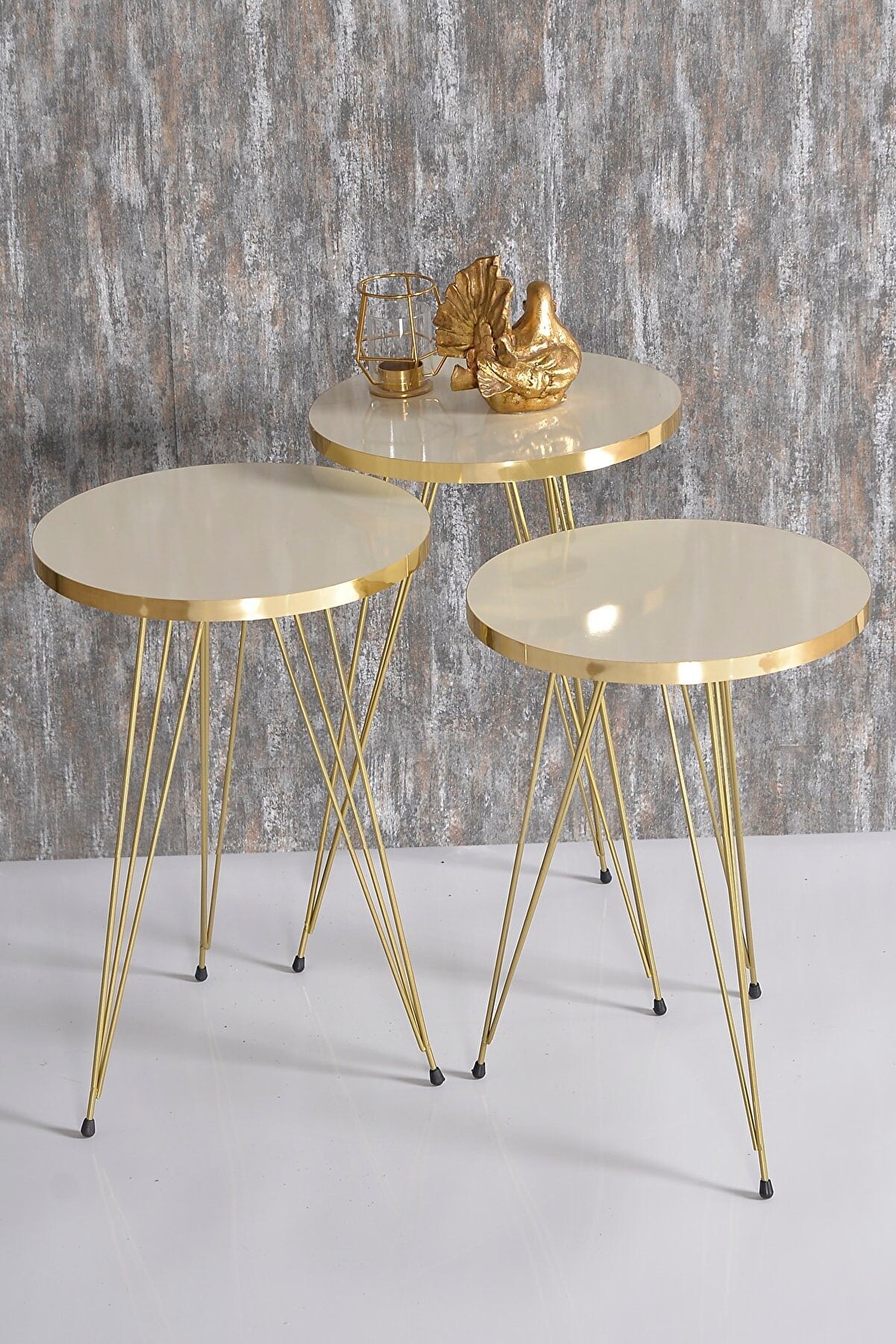 40.69 $ | Coffee Table Nesting Table Gold Bendir Wire Home Decor Triple Set Marble Pattern